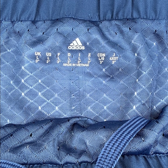 Adidas Shorts Wm Large Regular Fit 3" Blue Athletic Running Brief Drawstring - Picture 5 of 8